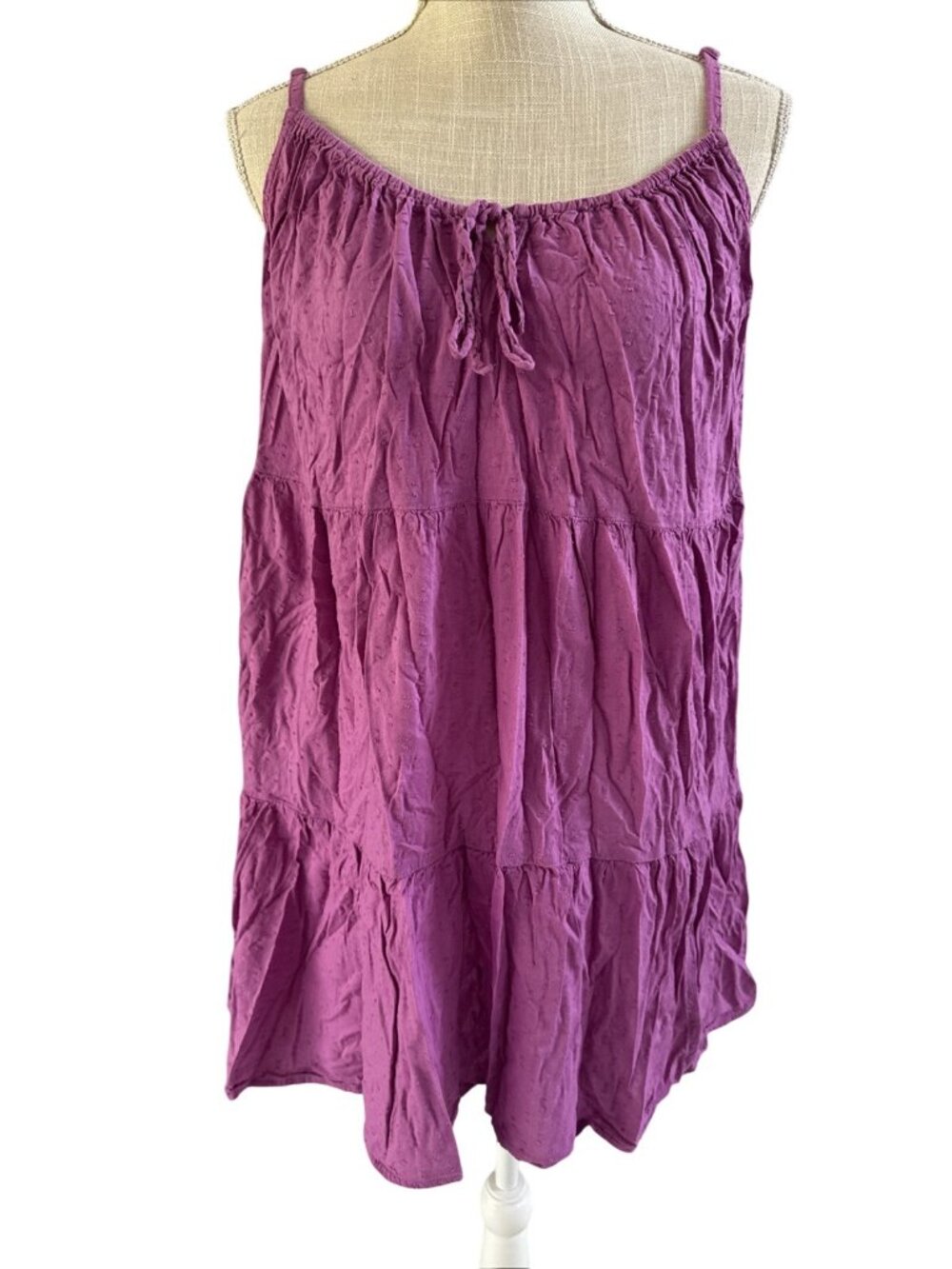 Old Navy Tiered Purple Sleeveless Dress Adjustable Spaghetti Straps Size M